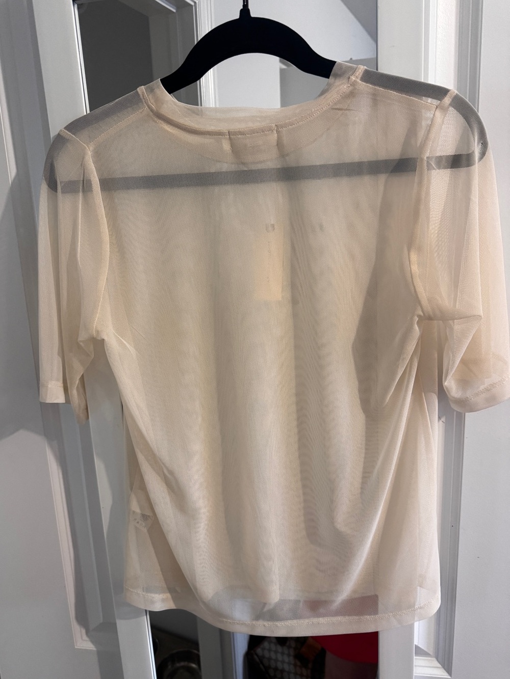 Porridge Mesh Short Sleeve Top Beige - Picture 5 of 5